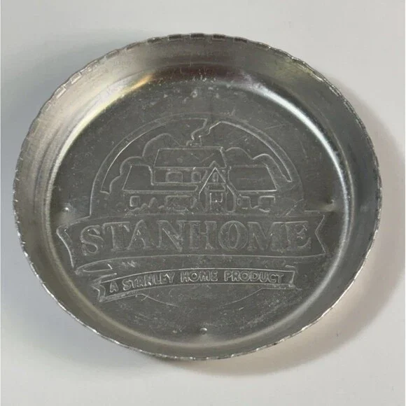 Coaster Set of 7 Vintage Stanhome Hammered Aluminum Coasters - Ashtray Barware - Picture 2 of 3